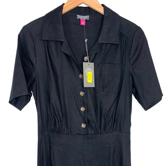 NWT Vince Camuto Black Wide Leg Linen Jumpsuit Size 4 - Picture 2 of 16